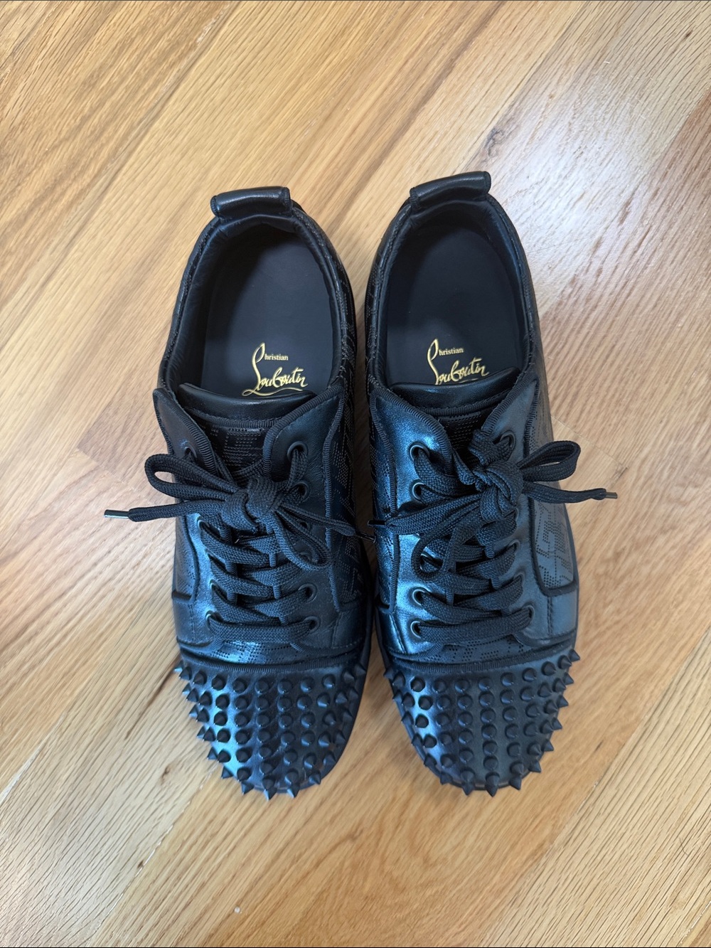 Christian Louboutin Men’s Black Spike-Toe Low-Top Sneakers